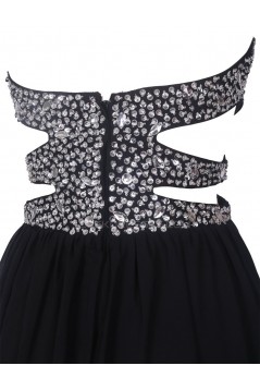 Long Black Beaded Chiffon Prom Evening Formal Party Dresses ED010375