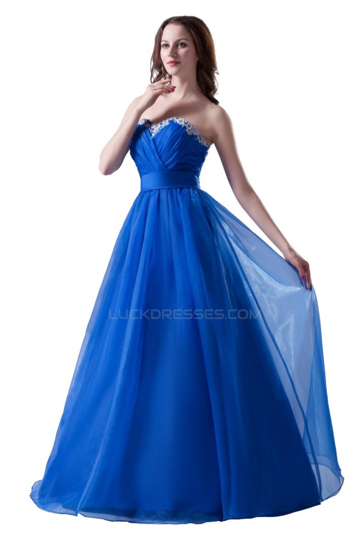 A-Line Sweetheart Long Blue Prom Evening Formal Party Dresses ED010386