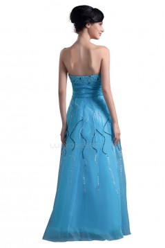 A-Line Sweetheart Beaded Long Blue Prom Evening Formal Party Dresses ED010393
