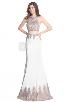 Two Pieces Lace Appliques Long Prom Evening Formal Party Dresses ED010395