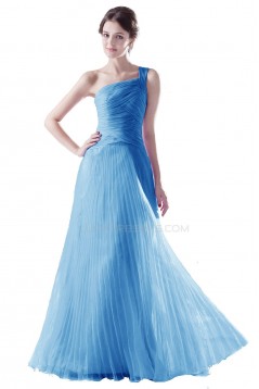 A-Line One-Shoulder Long Purple Pleated Prom Evening Formal Party Dresses ED010398