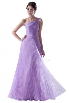 A-Line One-Shoulder Long Purple Pleated Prom Evening Formal Party Dresses ED010398