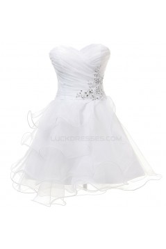 A-Line Sweetheart Beaded Short White Prom Evening Formal Party Dresses ED010400