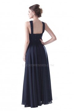 A-Line Long Navy Blue Chiffon and Lace Beaded Prom Evening Formal Party Dresses ED010401