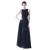A-Line Long Navy Blue Chiffon and Lace Beaded Prom Evening Formal Party Dresses ED010401