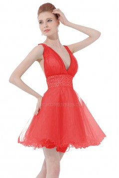 A-Line Short Blue Beaded Prom Evening Formal Party Dresses ED010404