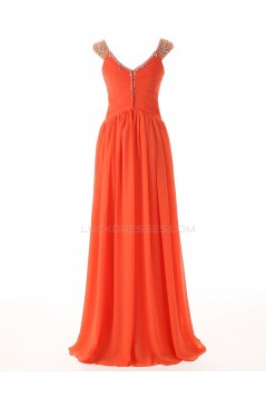 Sheath/Column Beaded Long Chiffon Prom Evening Formal Party Dresses ED010407