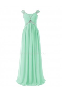 Sheath/Column Beaded Long Mint Green Chiffon Prom Evening Formal Party Dresses ED010408