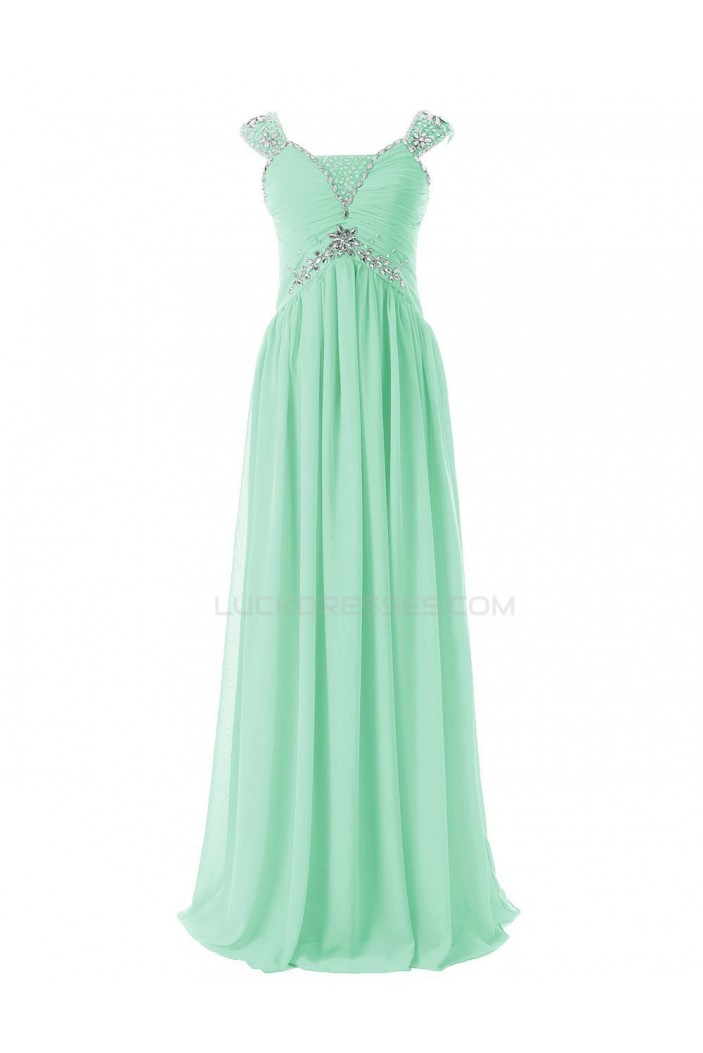 Sheath/Column Beaded Long Mint Green Chiffon Prom Evening Formal Party Dresses ED010408