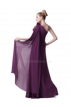 A-Line One-Shoulder Long Purple Chiffon Prom Evening Formal Party Dresses ED010429