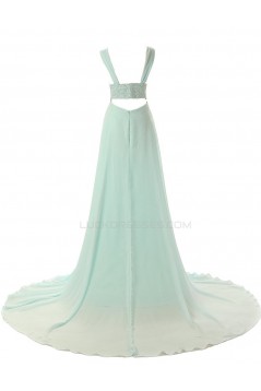 A-Line V-Neck Beaded Long Chiffon Prom Evening Formal Party Dresses ED010435