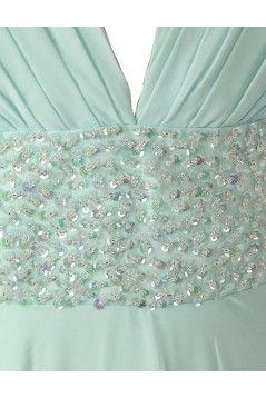 A-Line V-Neck Beaded Long Chiffon Prom Evening Formal Party Dresses ED010435