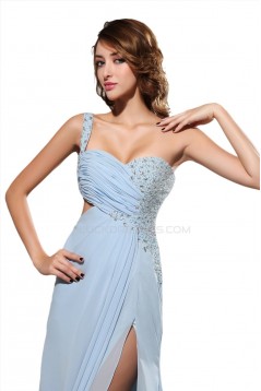 One-Shoulder Beaded Long Chiffon Prom Evening Formal Party Dresses ED010439