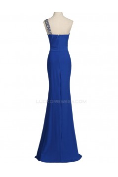 Trumpet/Mermaid One-Shoulder Beaded Long Black Prom Evening Formal Party Dresses ED010452