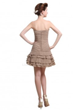 A-Line Strapless Short Beaded Chiffon Prom Evening Formal Party Dresses ED010456