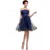 A-Line Strapless Beaded Short Blue Prom Evening Formal Party Dresses ED010459