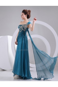 A-Line One-Shoulder Beaded Long Prom Evening Formal Party Dresses ED010461