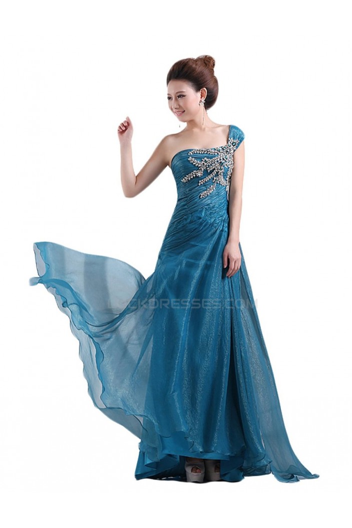 A-Line One-Shoulder Beaded Long Prom Evening Formal Party Dresses ED010461