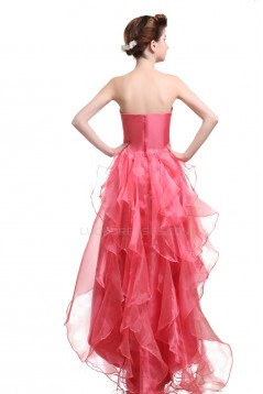 High Low Strapless Beaded Pink Prom Evening Formal Party Dresses ED010468
