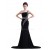 Trumpet/Mermaid One-Shoulder Beaded Long Black Chiffon Prom Evening Formal Party Dresses ED010469