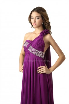 Empire One-Shoulder Beaded Long Purple Chiffon Prom Evening Formal Party Dresses/Maternity Evening Dresses ED010480