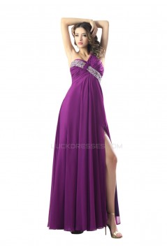 Empire One-Shoulder Beaded Long Purple Chiffon Prom Evening Formal Party Dresses/Maternity Evening Dresses ED010480