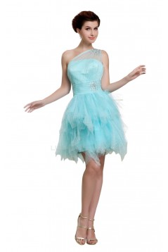 One-Shoulder Short Blue Prom Evening Formal Party Dresses ED010481