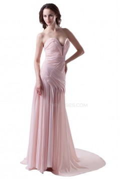 A-Line Sweetheart Beaded Long Pink Chiffon Prom Evening Formal Party Dresses ED010482
