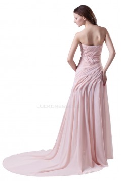 A-Line Sweetheart Beaded Long Pink Chiffon Prom Evening Formal Party Dresses ED010482