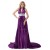 A-Line Halter Long Purple Pleated Prom Evening Formal Party Dresses ED010488