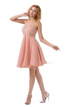 A-Line Sweetheart Beaded Short Chiffon Prom Evening Formal Party Dresses ED010491