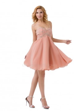 A-Line Sweetheart Beaded Short Chiffon Prom Evening Formal Party Dresses ED010491