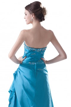 A-Line Strapless Beaded Long Blue Prom Evening Formal Party Dresses ED010492