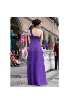 Empire One-Shoulder Beaded Long Purple Chiffon Prom Evening Formal Party Dresses/Maternity Evening Dresses ED010537