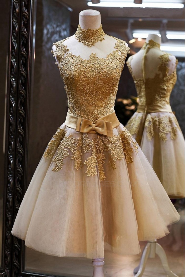 A-Line High Neck Short Prom Evening Formal Party Dresses ED010547
