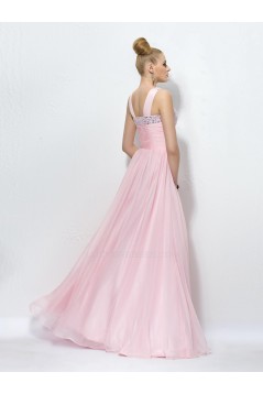 A-Line Beaded Long Pink Prom Evening Formal Party Dresses ED010566