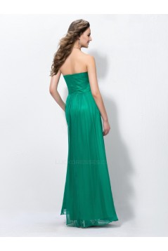 Sheath/Column Strapless Long Green Chiffon Prom Evening Formal Party Dresses ED010568