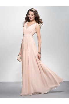 A-Line V-Neck Beaded Long Chiffon Prom Evening Formal Party Dresses ED010577