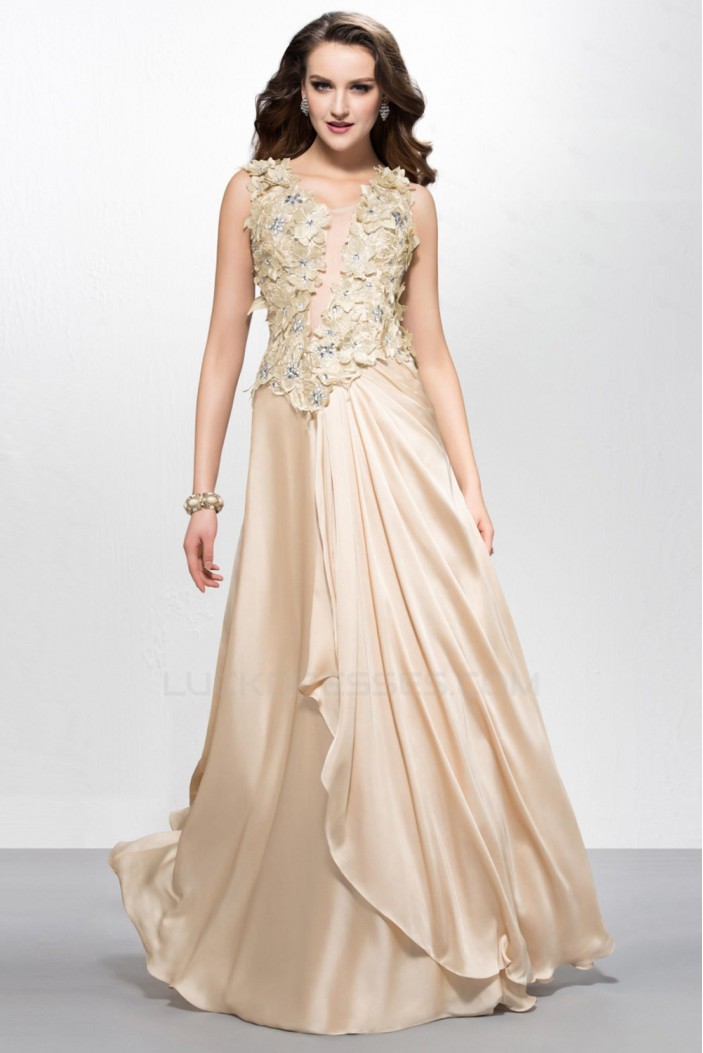A-Line Beaded Long Chiffon Prom Evening Formal Party Dresses ED010581
