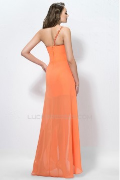 High Low One-Shoulder Short Beaded Chiffon Prom Evening Formal Party Dresses ED010585