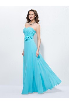 A-Line Sweetheart Long Blue Chiffon Prom Evening Formal Party Dresses ED010591