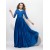 A-Line V-Neck Half Sleeve Lace Long Blue Prom Evening Formal Party Dresses ED010592