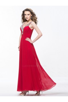 A-Line V-Neck Beaded Long Chiffon Prom Evening Formal Party Dresses ED010602