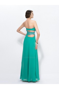 Sheath Strapless Split-Front Beaded Long Chiffon Prom Evening Formal Party Dresses ED010603