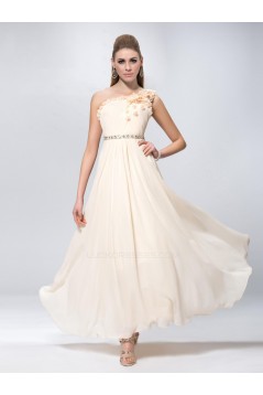 A-Line One-Shoulder Beaded Long Chiffon Prom Evening Formal Party Dresses ED010609