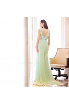 Sheath/Column V-Neck Long Chiffon Prom Evening Formal Party Dresses ED010611