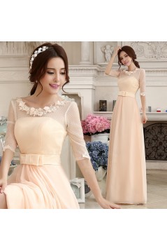 Sheath/Column Half Sleeve Bateau Long Chiffon Prom Evening Formal Party Dresses ED010613
