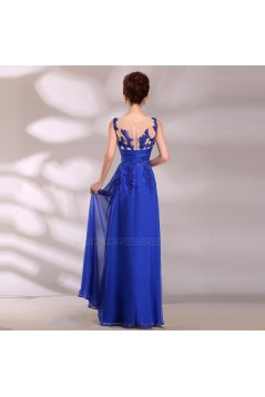 A-Line Appliques Long Blue Chiffon Prom Evening Formal Party Dresses ED010623