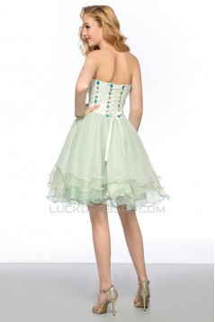 A-Line Strapless Short Beaded Prom Evening Cocktail Homecoming Party Dresses ED010627