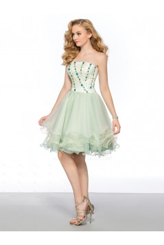 A-Line Strapless Short Beaded Prom Evening Cocktail Homecoming Party Dresses ED010627